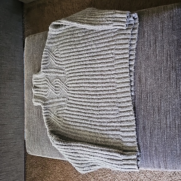 Aerie mock neck turtleneck sweater gray boxy oversized chunky knit size small - Picture 6 of 8